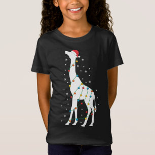 Christmas Giraffe Christmas Lights Santa Hat Anima T-Shirt