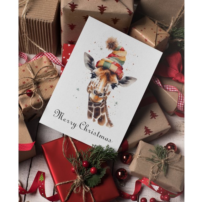 Christmas Giraffe customisable Holiday Card (Creator Uploaded)