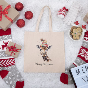 Christmas Giraffe, customisable Tote Bag
