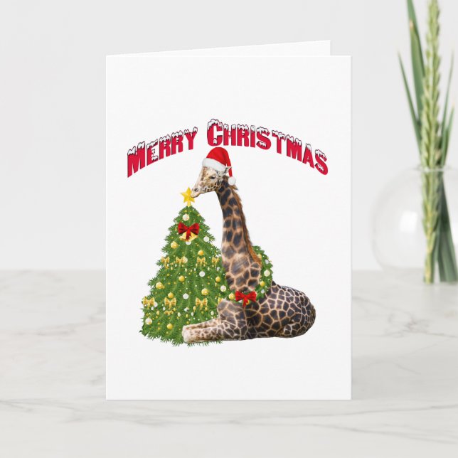 Christmas Giraffe Holiday Card (Front)
