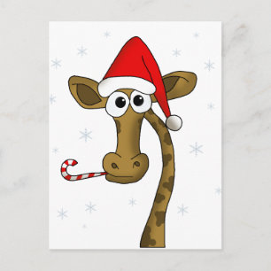 Christmas giraffe holiday postcard