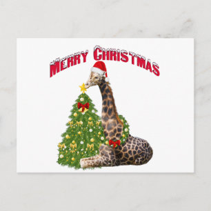 Christmas Giraffe Holiday Postcard