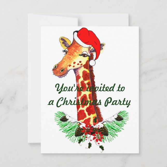 Christmas Giraffe Invitation (Front)