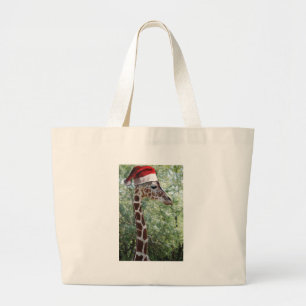 Christmas Giraffe Large Tote Bag