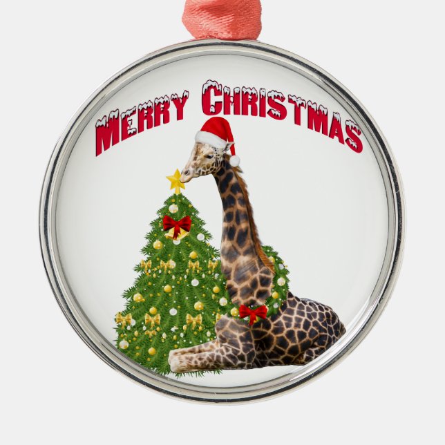 Christmas Giraffe Metal Tree Decoration (Front)