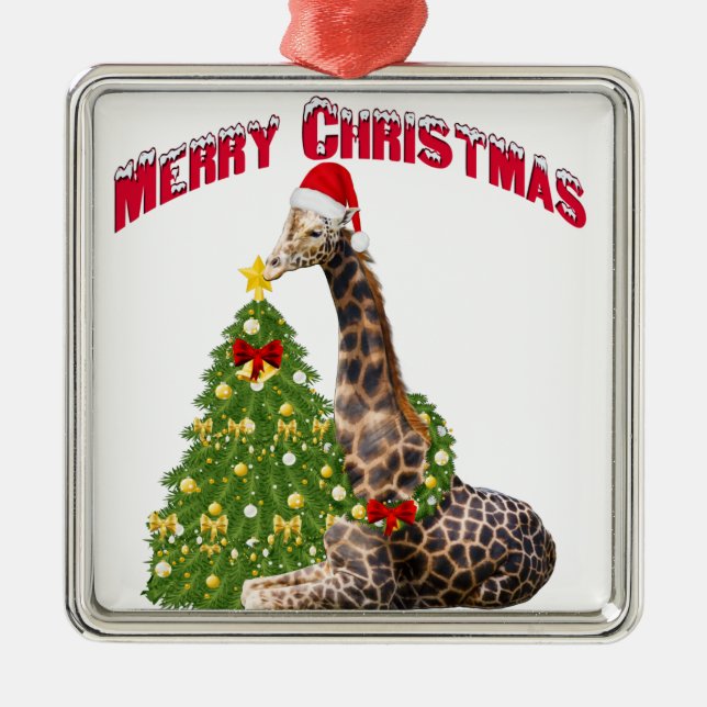 Christmas Giraffe Metal Tree Decoration (Front)