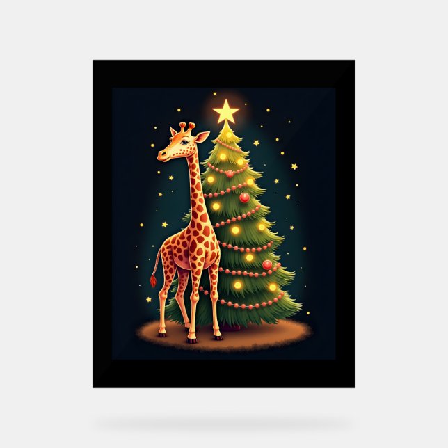 Christmas Giraffe Official Tree Topper Funny Tall  Acrylic Sign (Front)