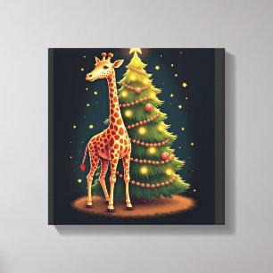 Christmas Giraffe Official Tree Topper Funny Tall Canvas Print