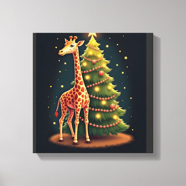 Christmas Giraffe Official Tree Topper Funny Tall  Canvas Print (Front)