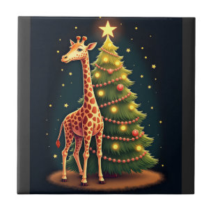 Christmas Giraffe Official Tree Topper Funny Tall Tile