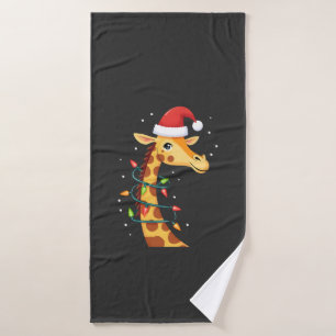 Christmas Giraffe Santa Hat Lights Giraffe Men Wom Bath Towel