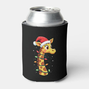 Christmas Giraffe Santa Hat Lights Giraffe Men Wom Can Cooler