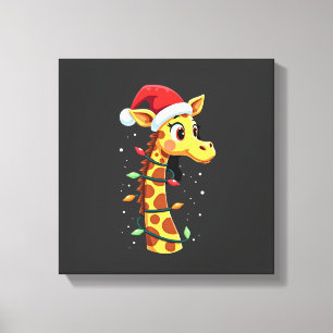 Christmas Giraffe Santa Hat Lights Giraffe Men Wom Canvas Print