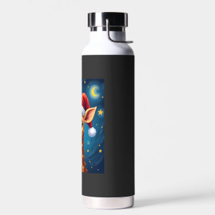 Christmas Giraffe Santa Hat Starry Night Holiday L Water Bottle