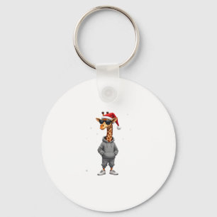 Christmas Giraffe Santa Long Sleeve T-Shirt (1) Key Ring