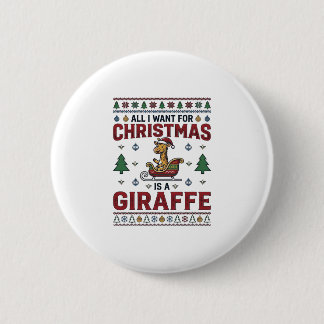 Christmas Giraffe Sleigh Funny Holiday T-Shirt Des 6 Cm Round Badge