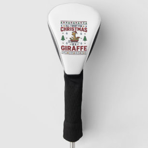 Christmas Giraffe Sleigh Funny Holiday T-Shirt Des Golf Head Cover