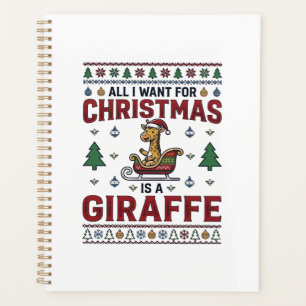 Christmas Giraffe Sleigh Funny Holiday T-Shirt Des Planner