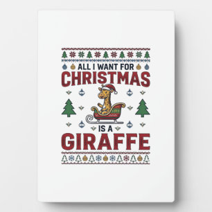 Christmas Giraffe Sleigh Funny Holiday T-Shirt Des Plaque