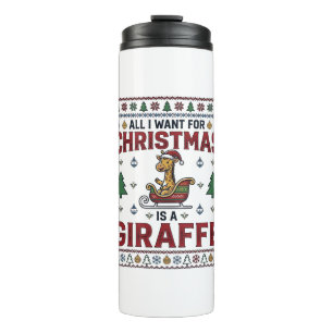 Christmas Giraffe Sleigh Funny Holiday T-Shirt Des Thermal Tumbler