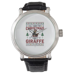 Christmas Giraffe Sleigh Funny Holiday T-Shirt Des Watch