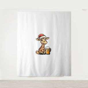 Christmas Giraffe With Beer _ Xmas Funny Party Tapestry