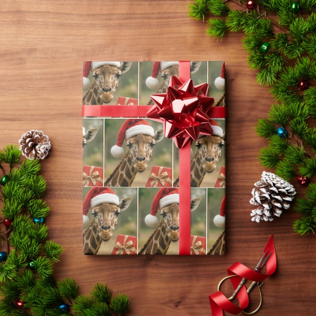 Christmas Giraffe With Holiday Gift Wrapping Paper (Holiday Gift)