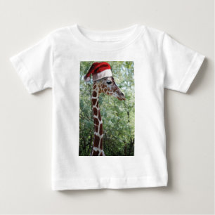 Christmas Giraffe With Santa Hat Baby T-Shirt