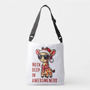 Christmas Giraffe with Sunglasses, Festive Santa Crossbody Bag