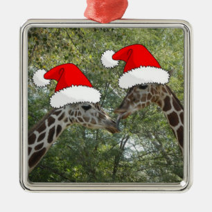 Christmas Giraffes Metal Tree Decoration
