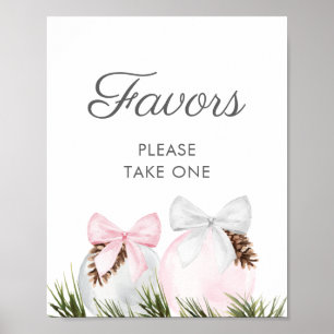 Christmas Girl Baby Shower Favours Sign Poster
