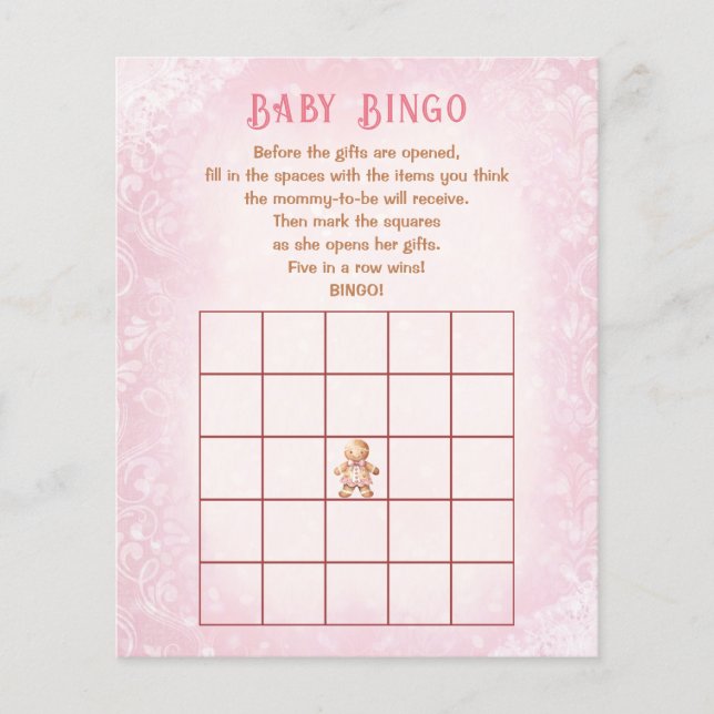 Christmas Girl Baby Shower Game Baby Bingo (Front)