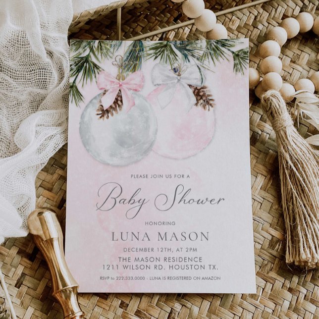 Christmas Girl Baby Shower Invitation (Creator Uploaded)