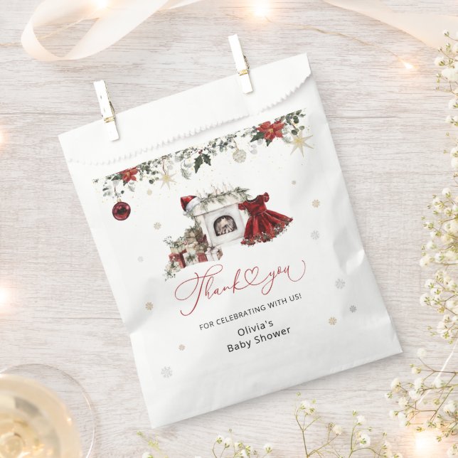 Christmas Girl Baby Shower Thank You Favour Bags (Clipped)