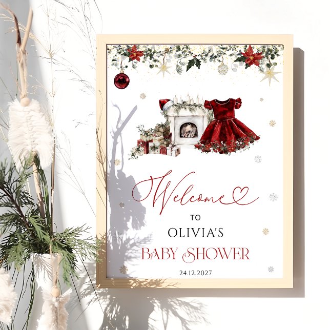 Christmas Girl Baby Shower Welcome Poster (Creator Uploaded)