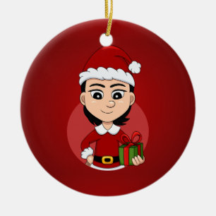 Christmas girl cartoon ceramic ornament