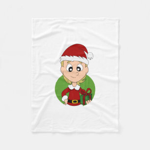 Christmas girl cartoon fleece blanket