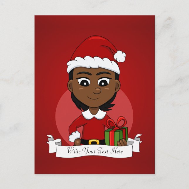 Christmas girl cartoon holiday postcard (Front)