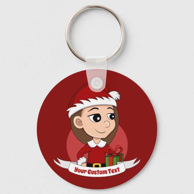 Christmas girl cartoon keychain (Front)