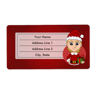 Christmas girl cartoon label