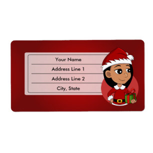 Christmas girl cartoon label