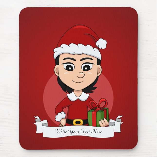 Christmas Girl Cartoon Mouse Pad (Front)