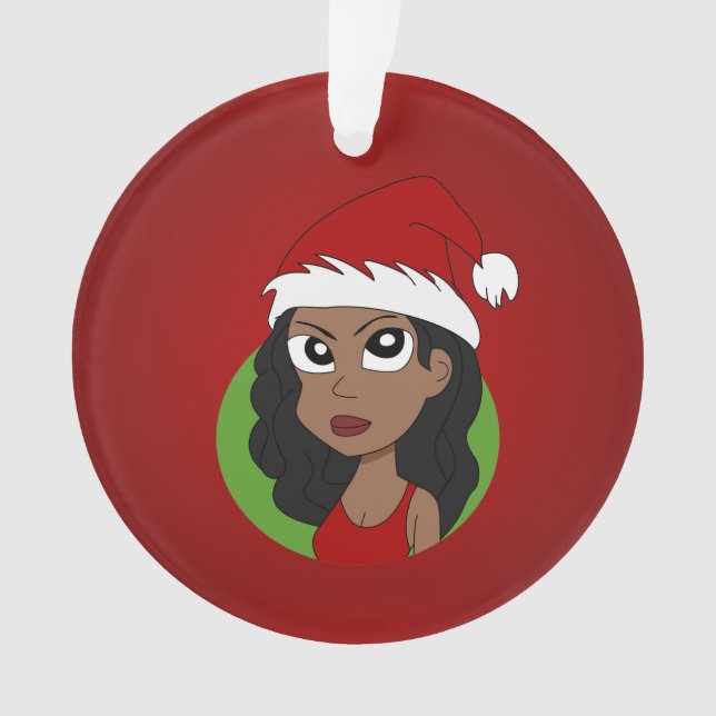 Christmas girl cartoon ornament (Front)