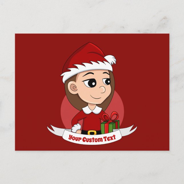 Christmas girl cartoon postcard (Front)