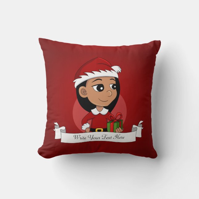Christmas girl cartoon throw pillow (Front)