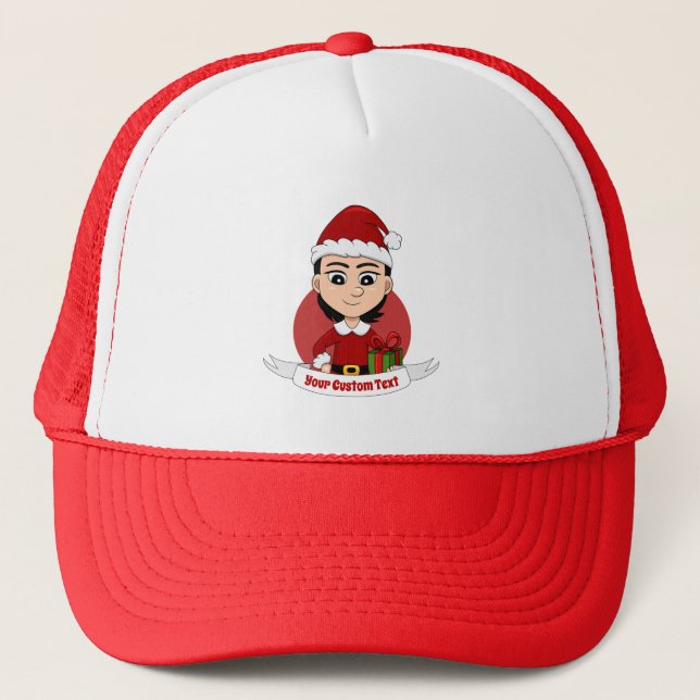 Christmas girl cartoon trucker hat (Front)