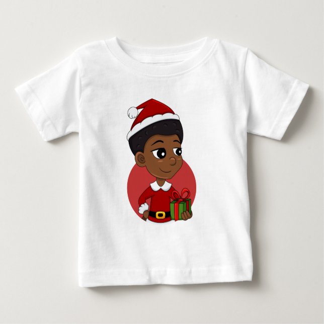 Christmas girl with an Afro cartoon Baby T-Shirt (Front)