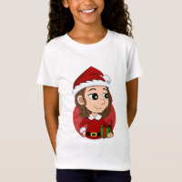Christmas girl with brown wavy hair