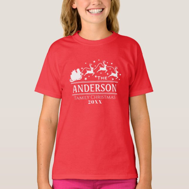 Christmas Girls Personalised Family Name Holiday T-Shirt (Front)