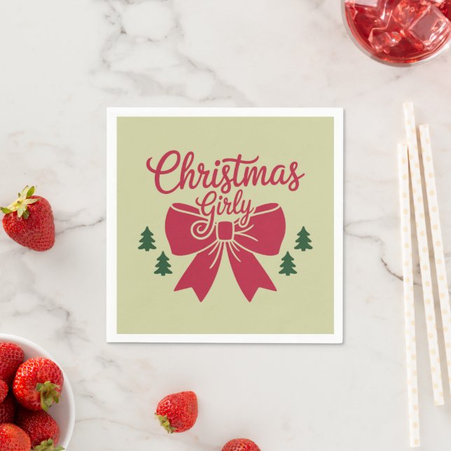 Christmas Girly Tree Bow Aesthetic Gift For Her Napkin (Insitu)